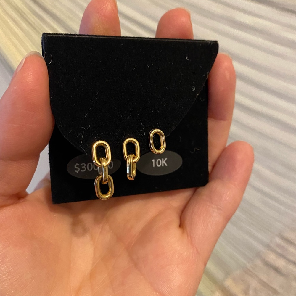10K Genuine Gold Set of 3 Delicate Stud Earrings